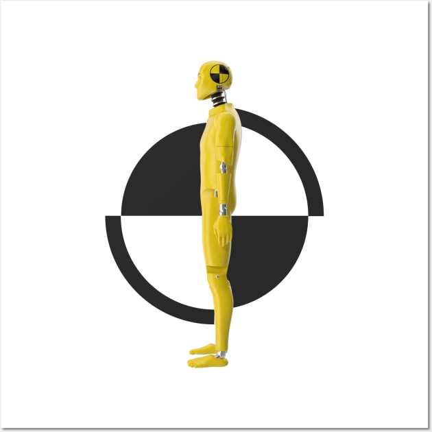 Crash Test Dummy Yellow Man Testing Car Crash Wall Art by ActivLife